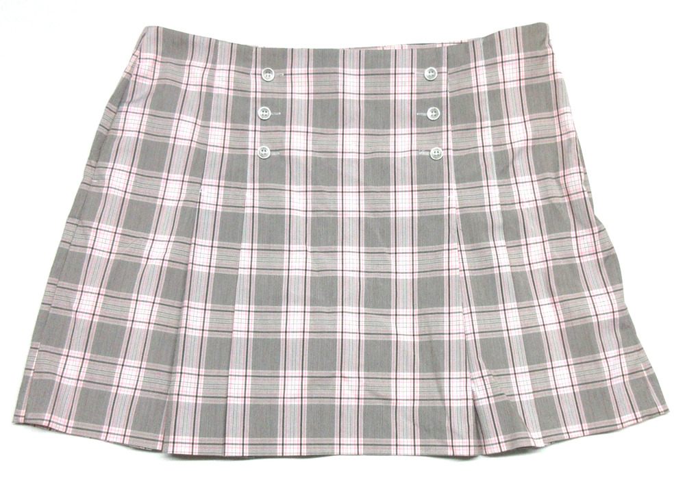 IZOD Golf Womens 16 Classix Cool FX Stretch Plaid Pleated Pink-Gray Skort Skirt